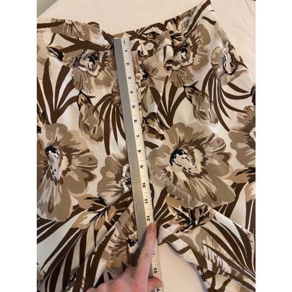 Valerie Stevens BOHO Casual Lightweight Floral Brown Cropped Travel Pants 16W - Picture 7 of 9